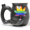 Embossed Leaf Matt Black Mug - Rainbow Leaf