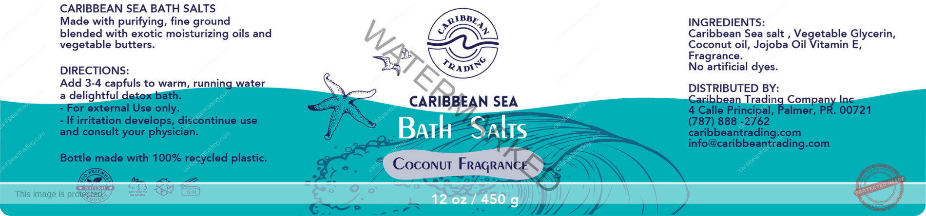 Caribbean Sea Bath Salts w/Coconut 12 oz. - Image 7