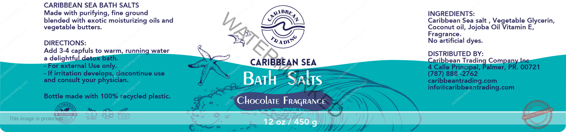 Caribbean Sea Bath Salts w/Chocolate 12 oz. - Image 6