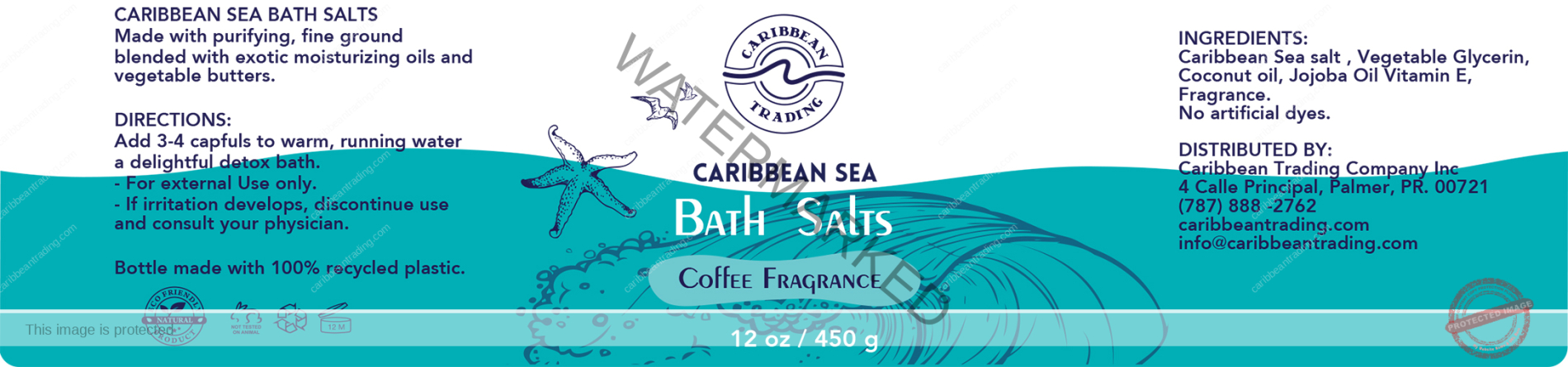 Caribbean Sea Bath Salts w/Coffee 12 oz. - Image 6