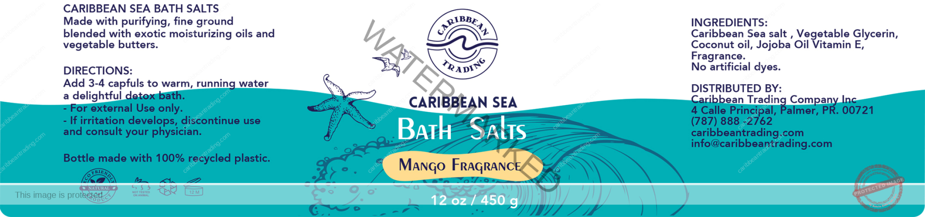 Caribbean Sea Bath Salts w/Mango 12 oz. - Image 6