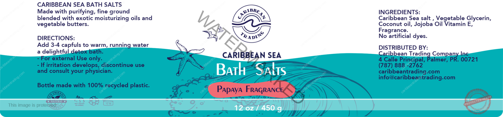 Caribbean Sea Bath Salts w/Papaya 12 oz. - Image 6