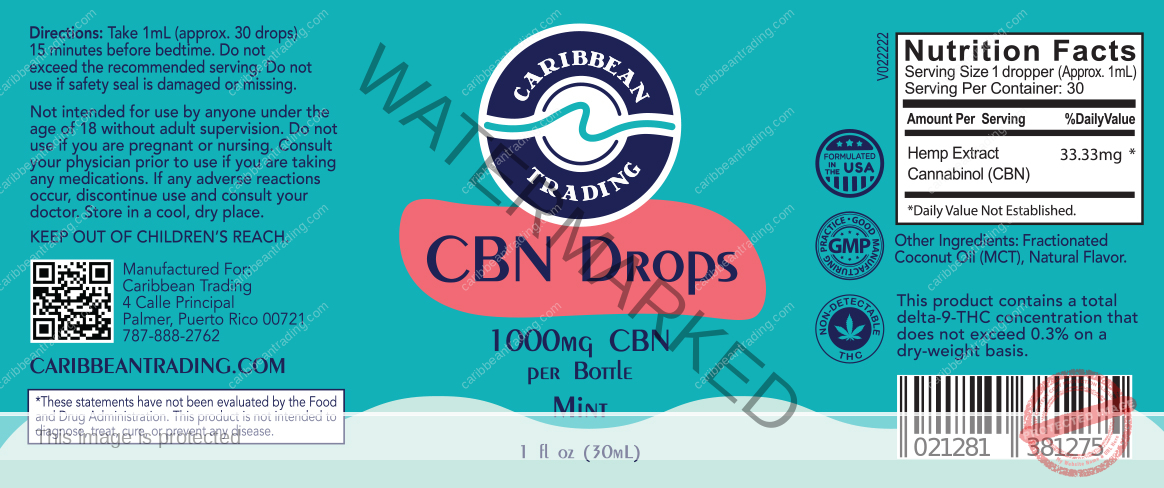 CBN Sleep Support Drops w (MCT) 1000 mg.