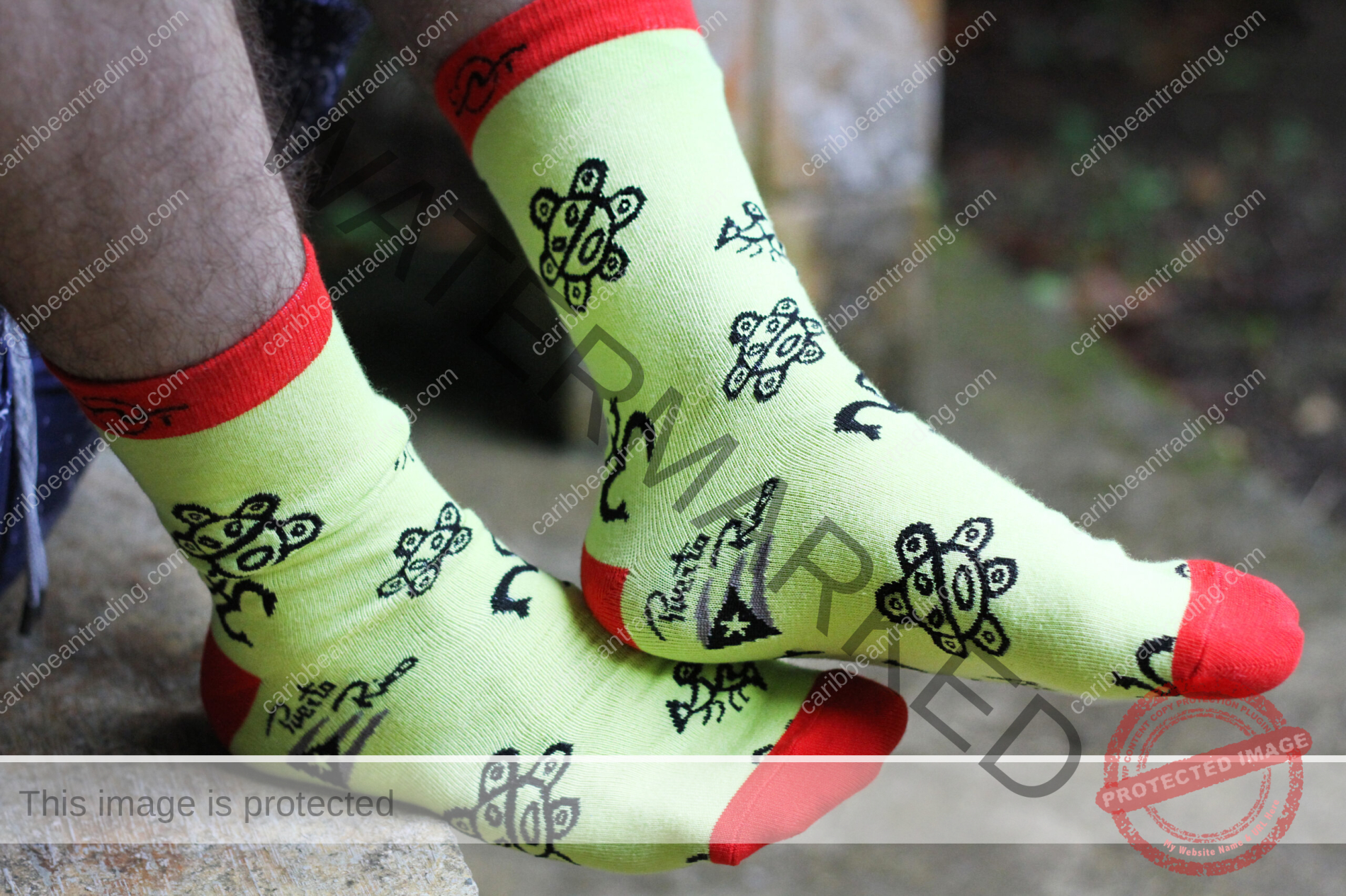 Tropical Socks Taino Symbols (Yellow) - Image 5