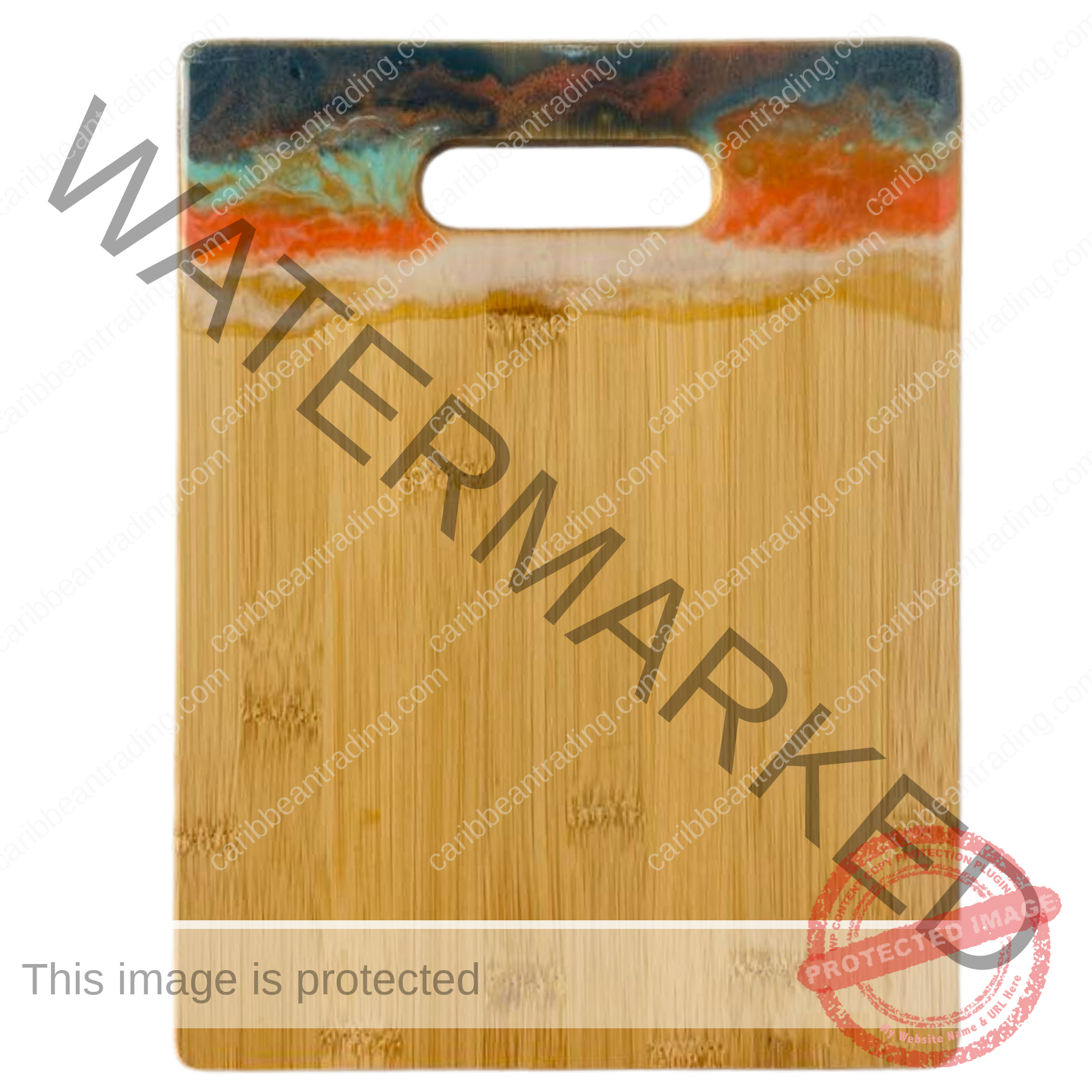 Medium Bamboo Cutting Board with Resin Ocean Wave Art - Image 3