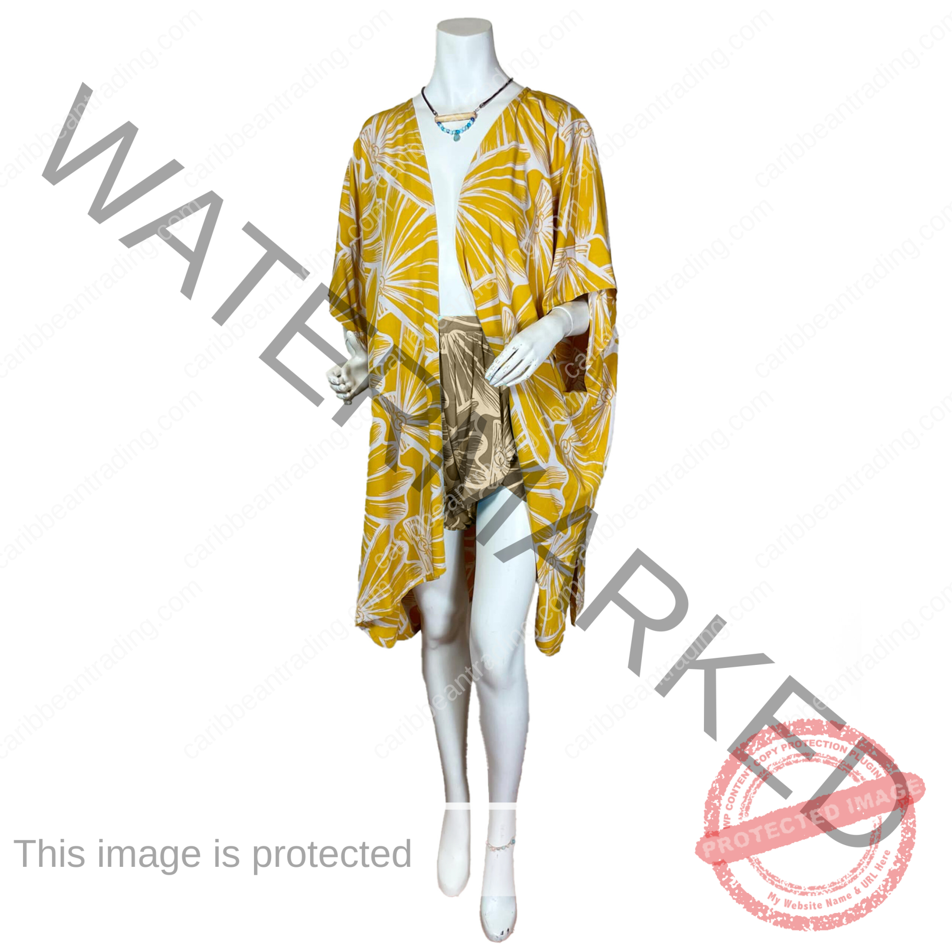 One Size Yellow Shells Cover Up