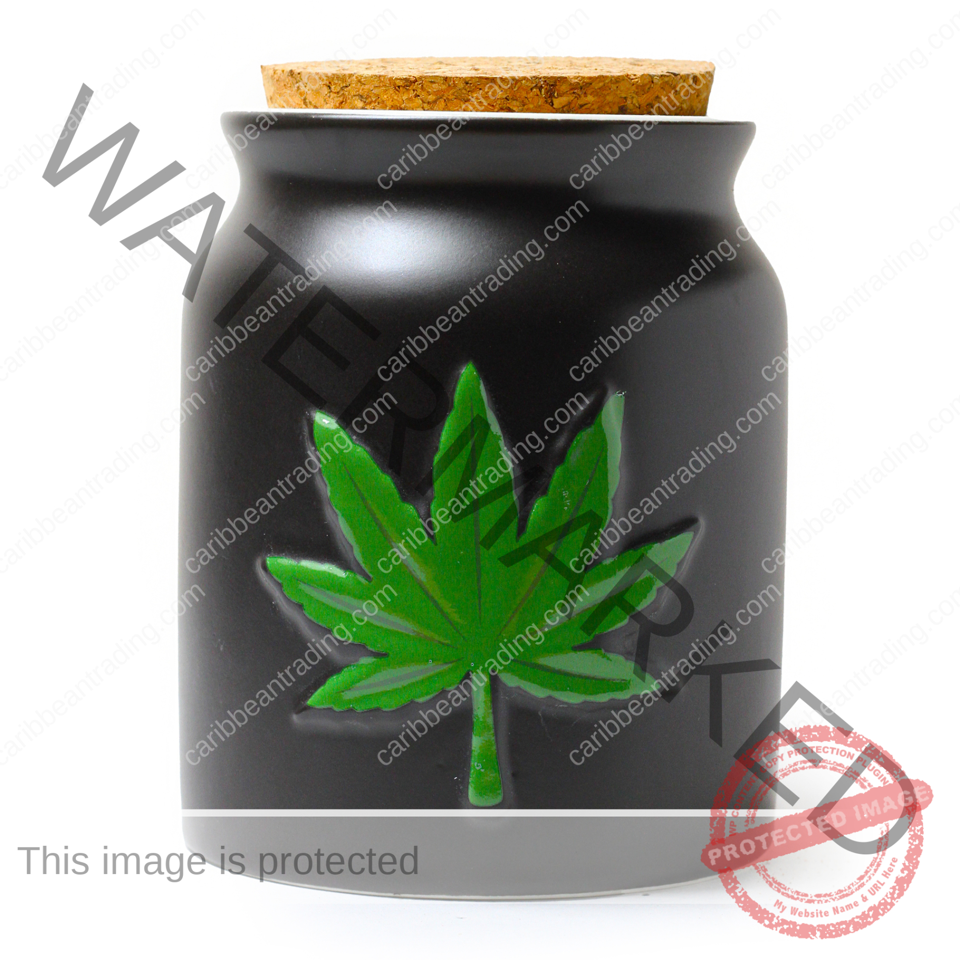 Green Leaf Stash Jar - Embossed Leaf