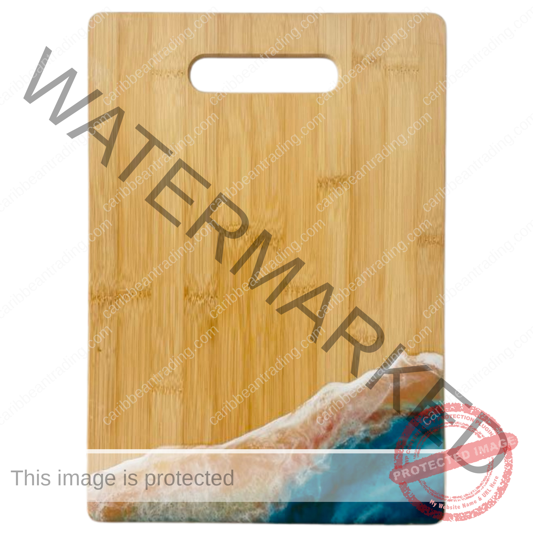 Large Bamboo Cutting Board with Resin Ocean Wave Art - Image 3