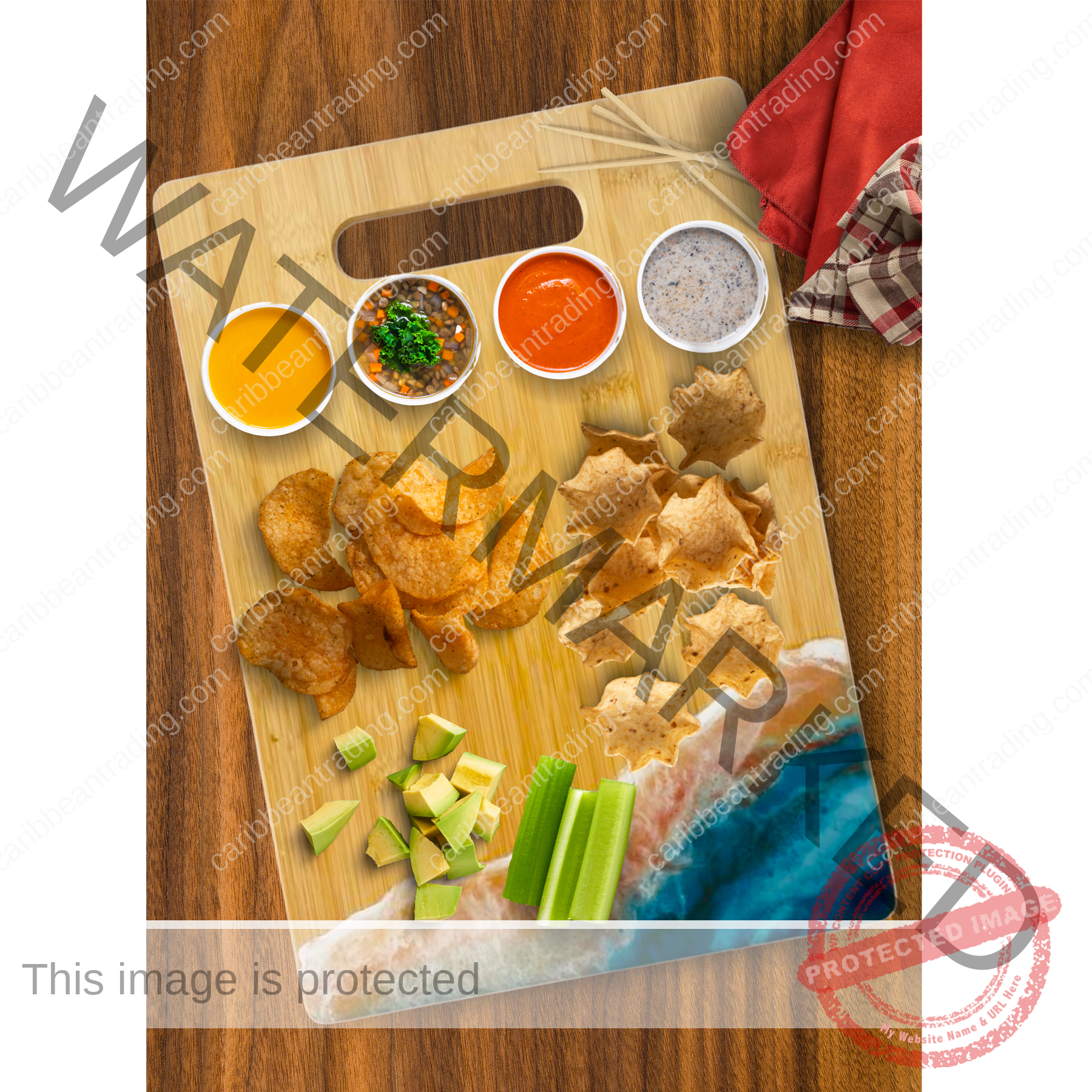 Large Bamboo Cutting Board with Resin Ocean Wave Art - Image 2