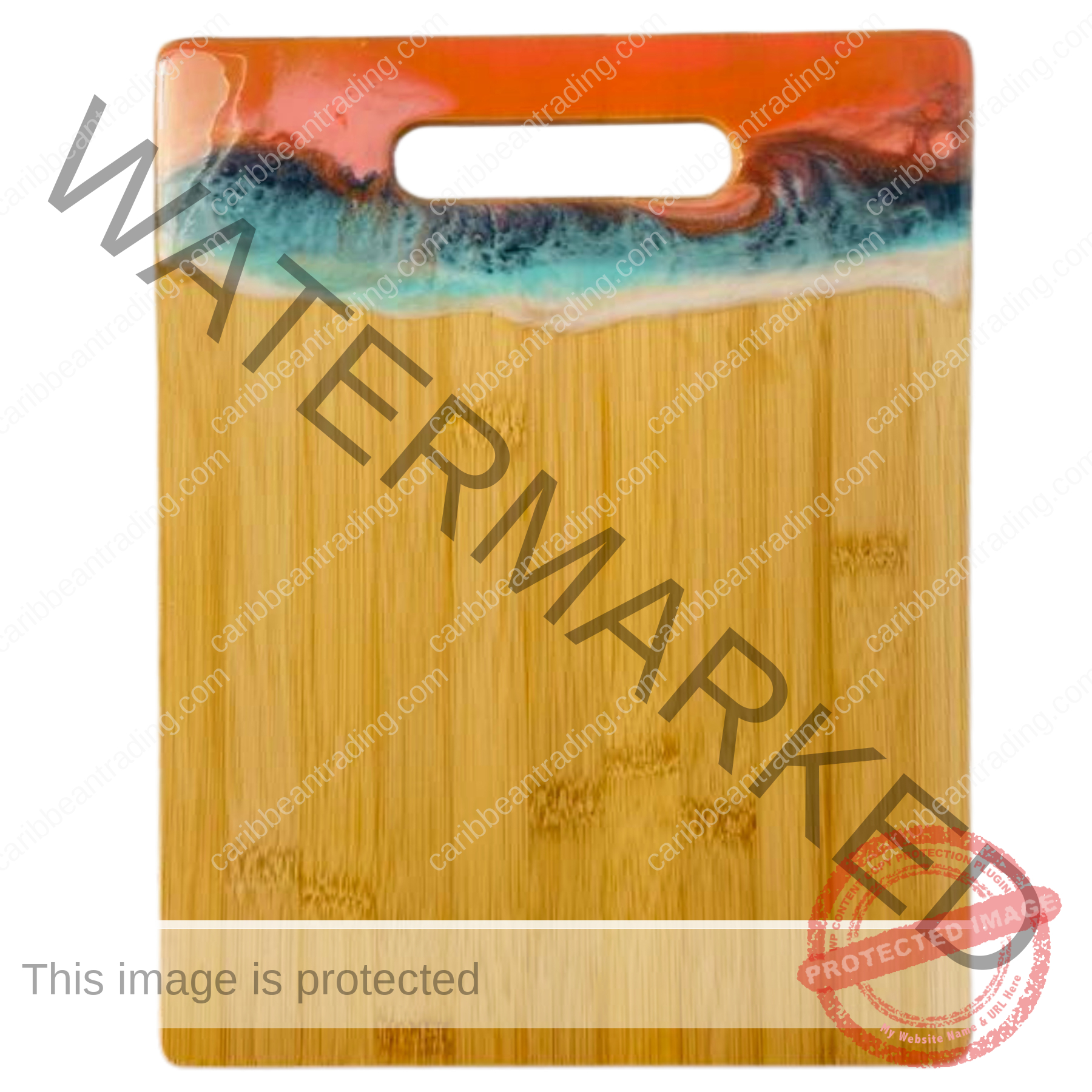 Large Bamboo Cutting Board with Resin Ocean Wave Art