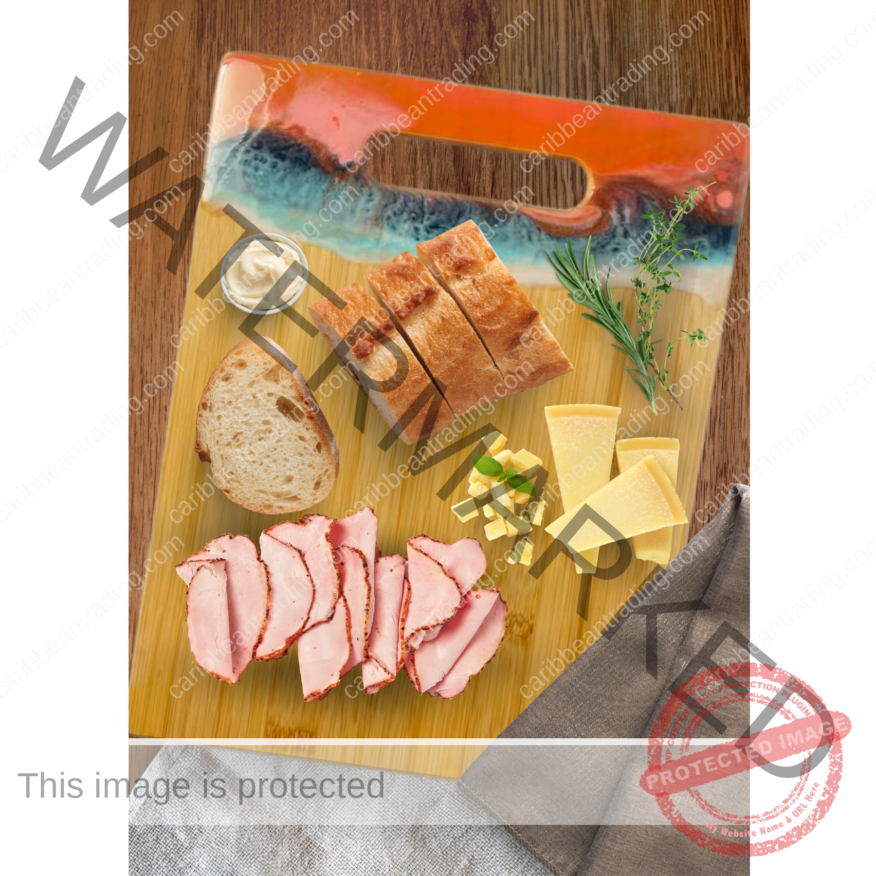 Large Bamboo Cutting Board with Resin Ocean Wave Art - Image 8