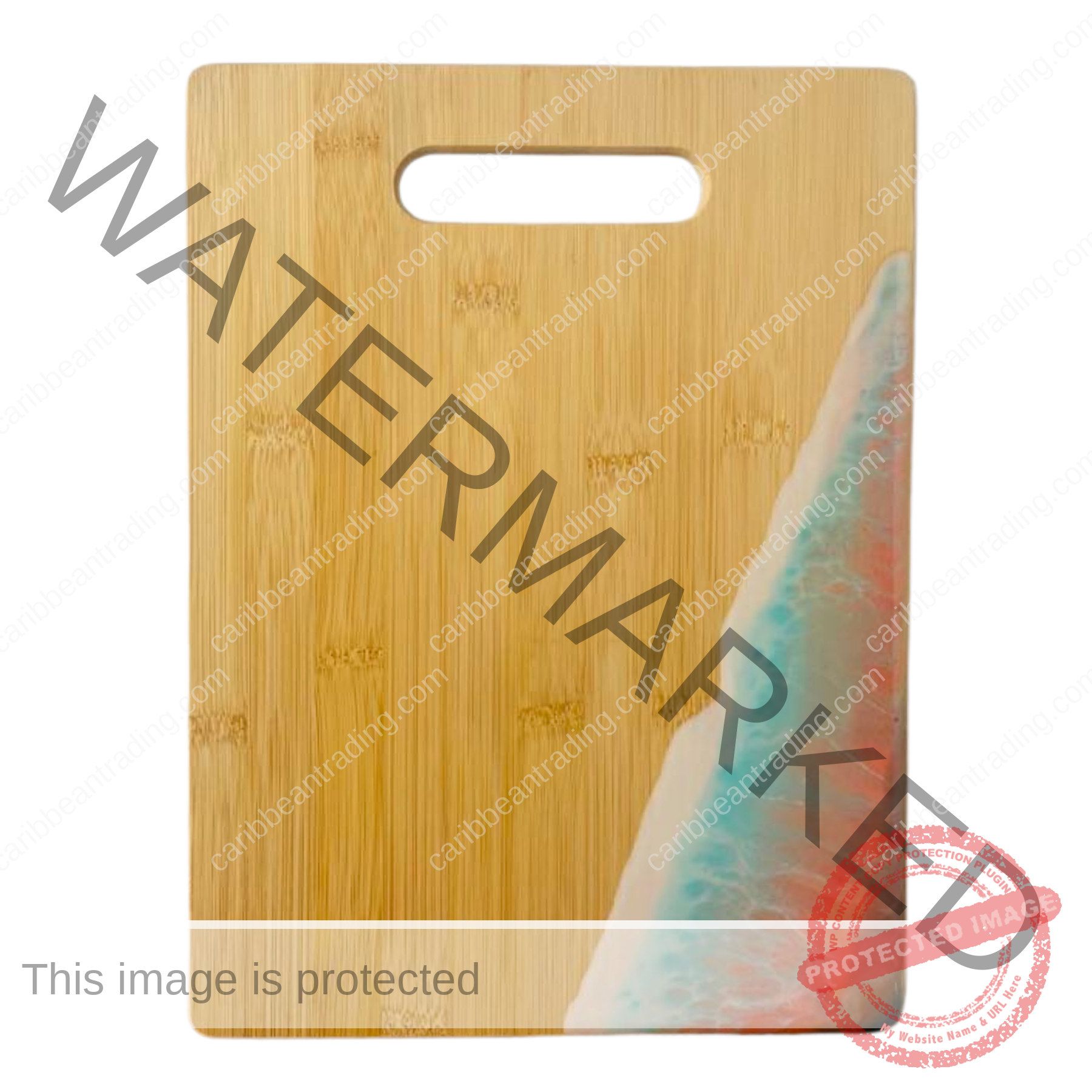 Large Bamboo Cutting Board with Resin Ocean Wave Art - Image 7
