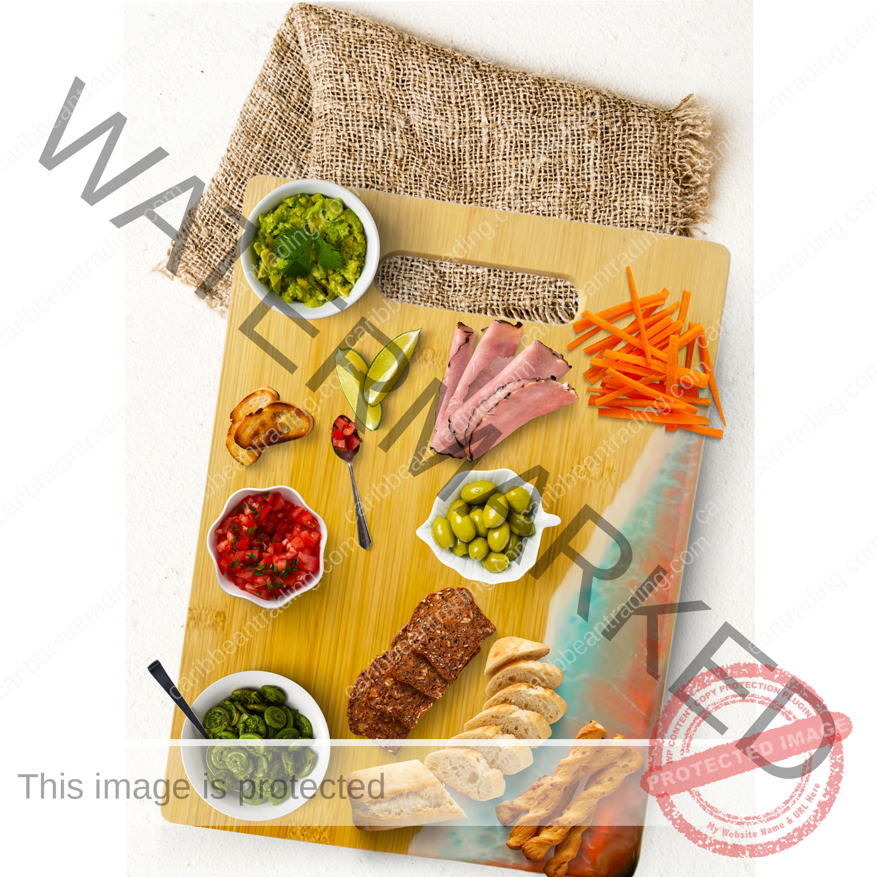 Large Bamboo Cutting Board with Resin Ocean Wave Art - Image 6