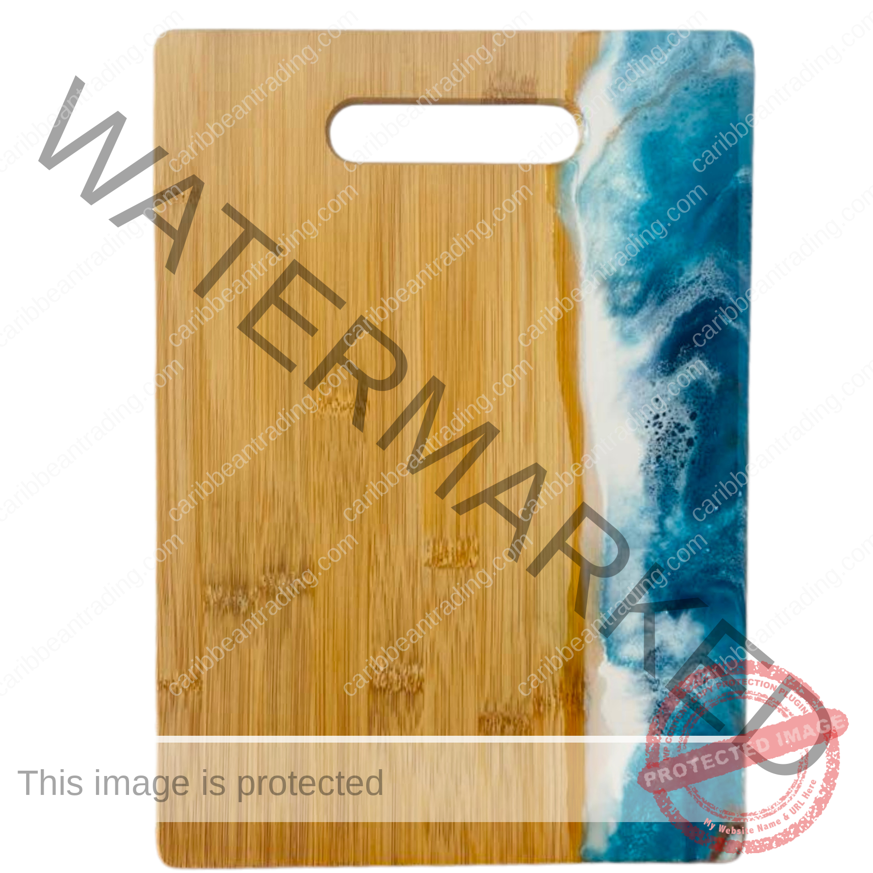 Large Bamboo Cutting Board with Resin Ocean Wave Art - Image 5