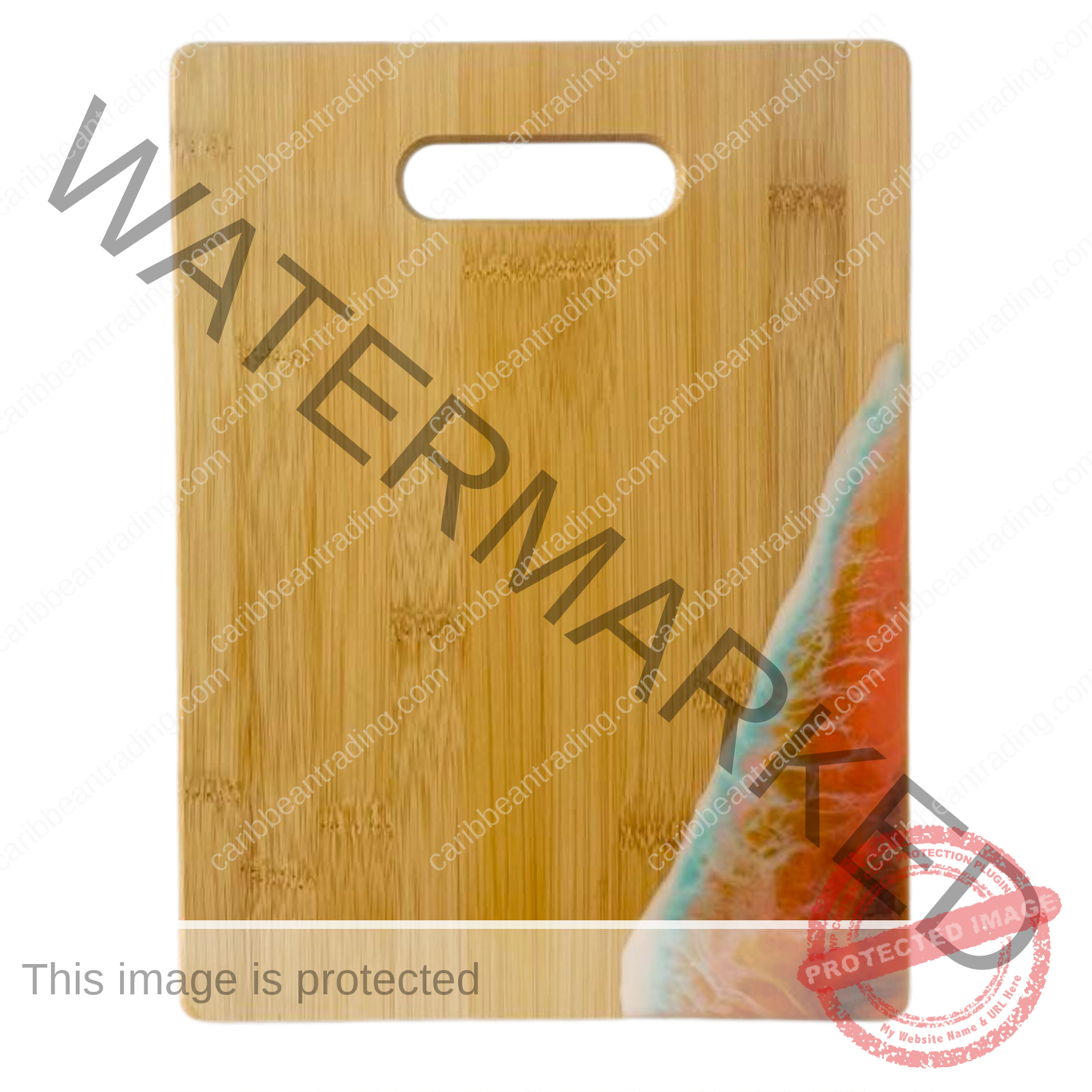 Medium Bamboo Cutting Board with Resin Ocean Wave Art