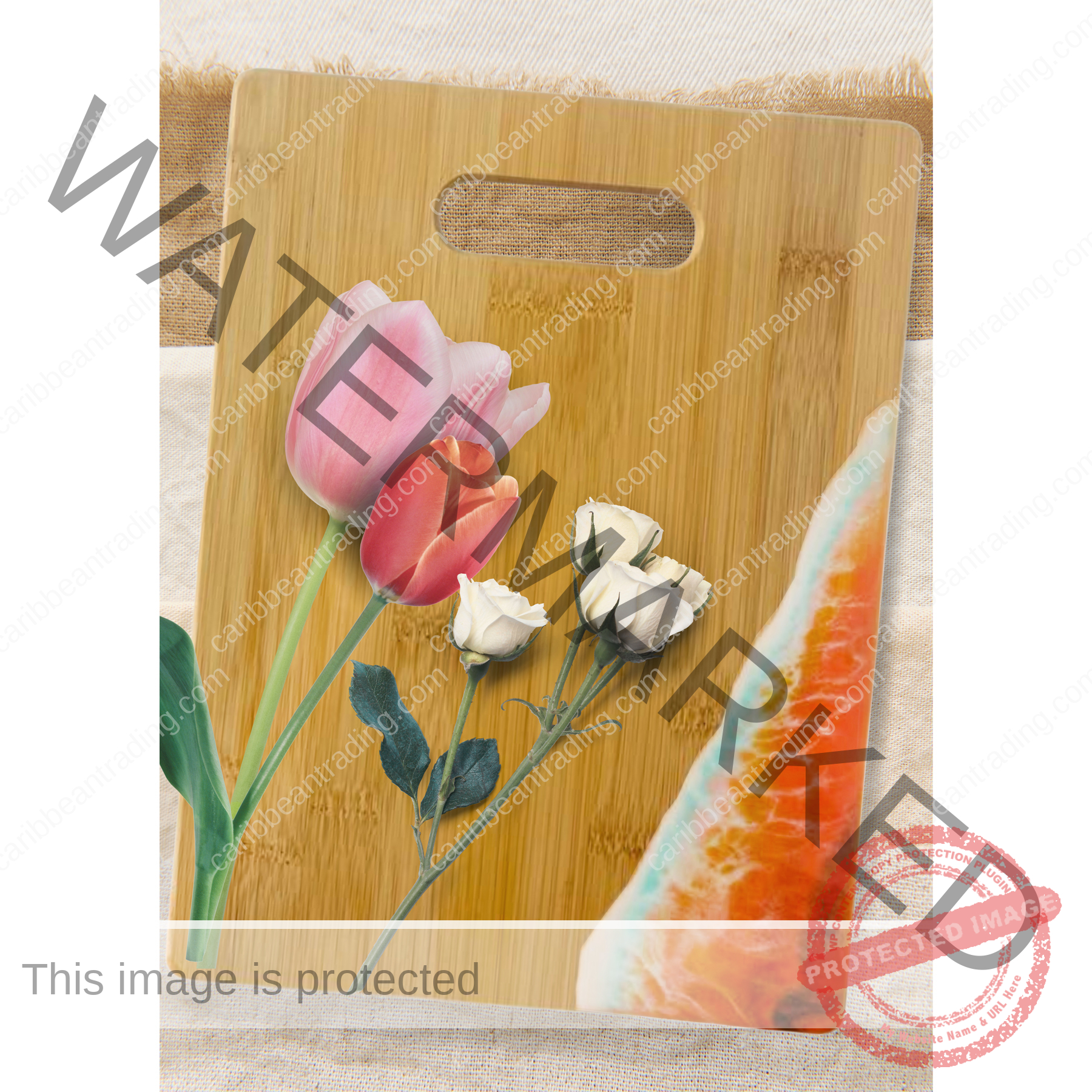 Medium Bamboo Cutting Board with Resin Ocean Wave Art - Image 6