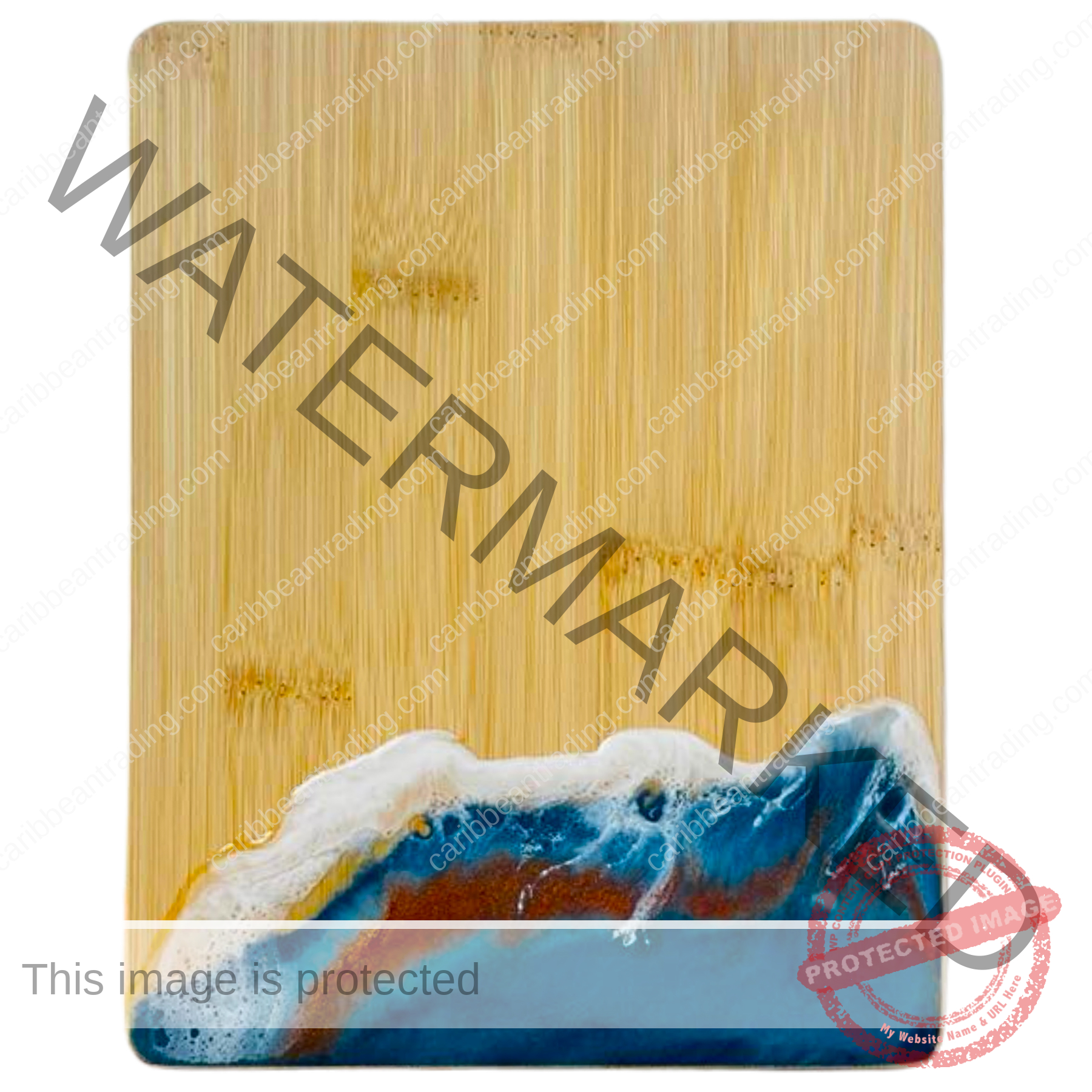 Small Bamboo Cutting Board with Resin Ocean Wave Art - Image 3