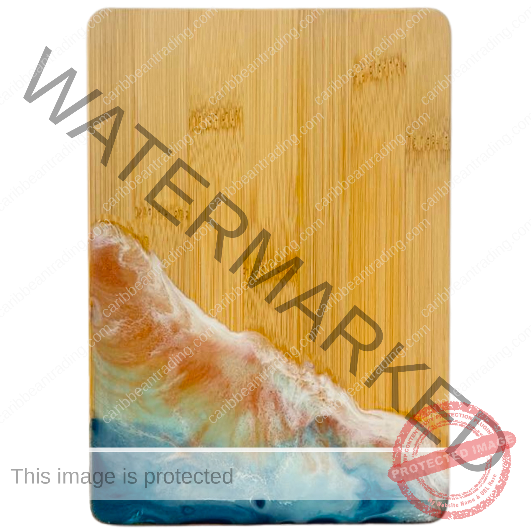 Small Bamboo Cutting Board with Resin Ocean Wave Art - Image 4