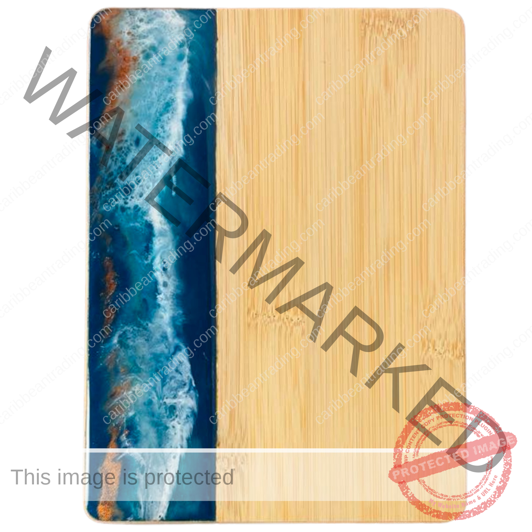Small Bamboo Cutting Board with Resin Ocean Wave Art