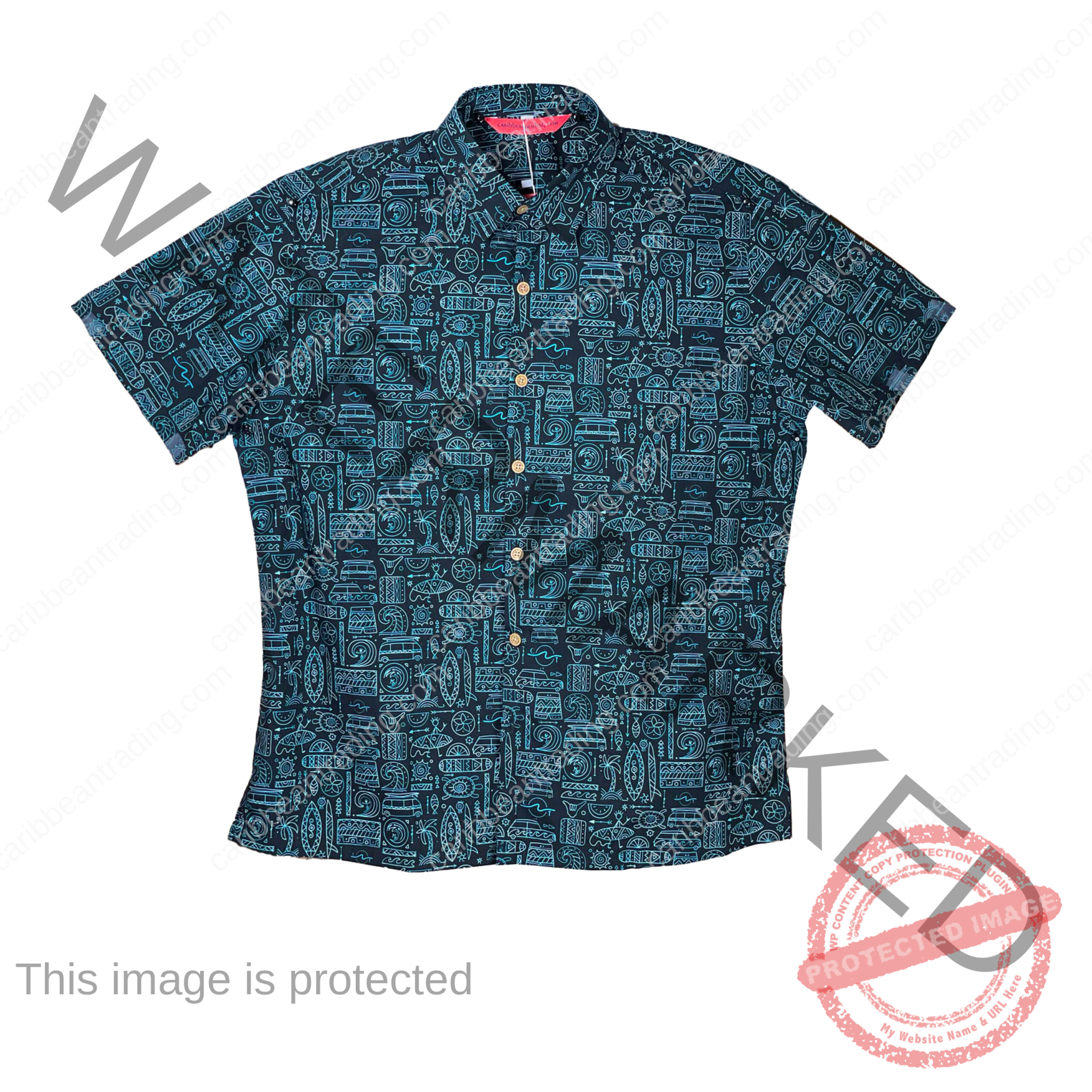 Surf Board-Caribbean-Button Down Shirt