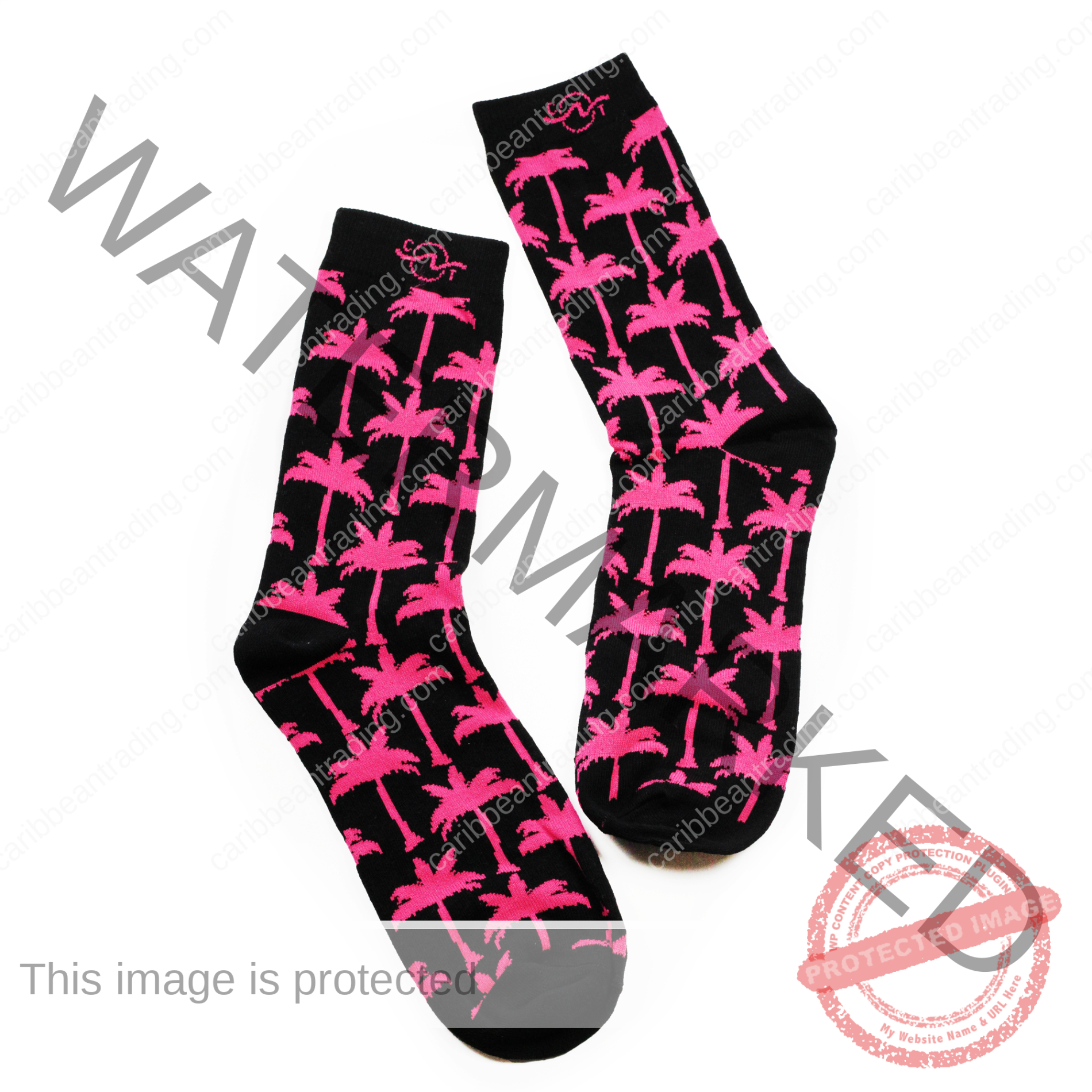 Tropical Socks Pink Palms - Image 2