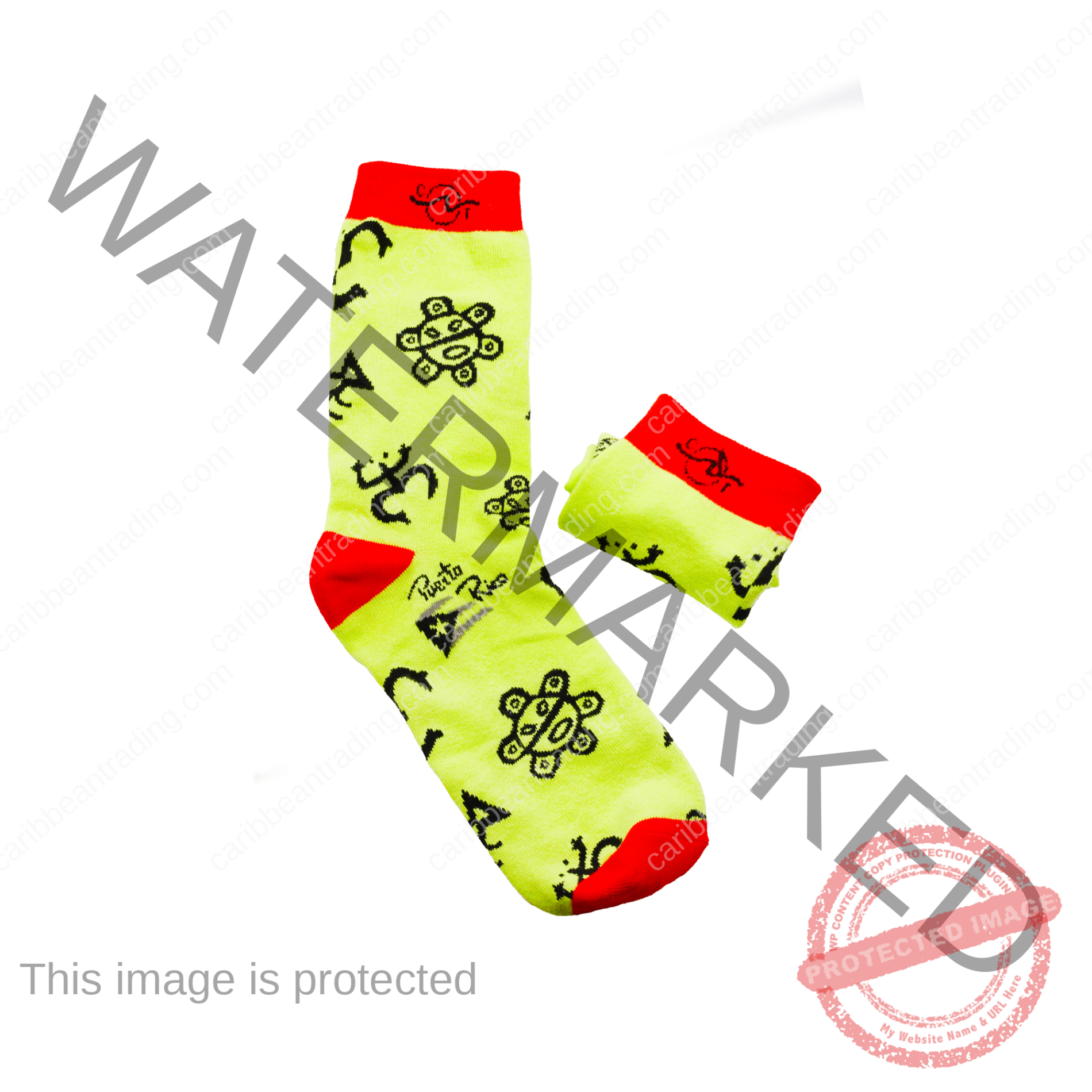 Tropical Socks Taino Symbols (Yellow) - Image 3