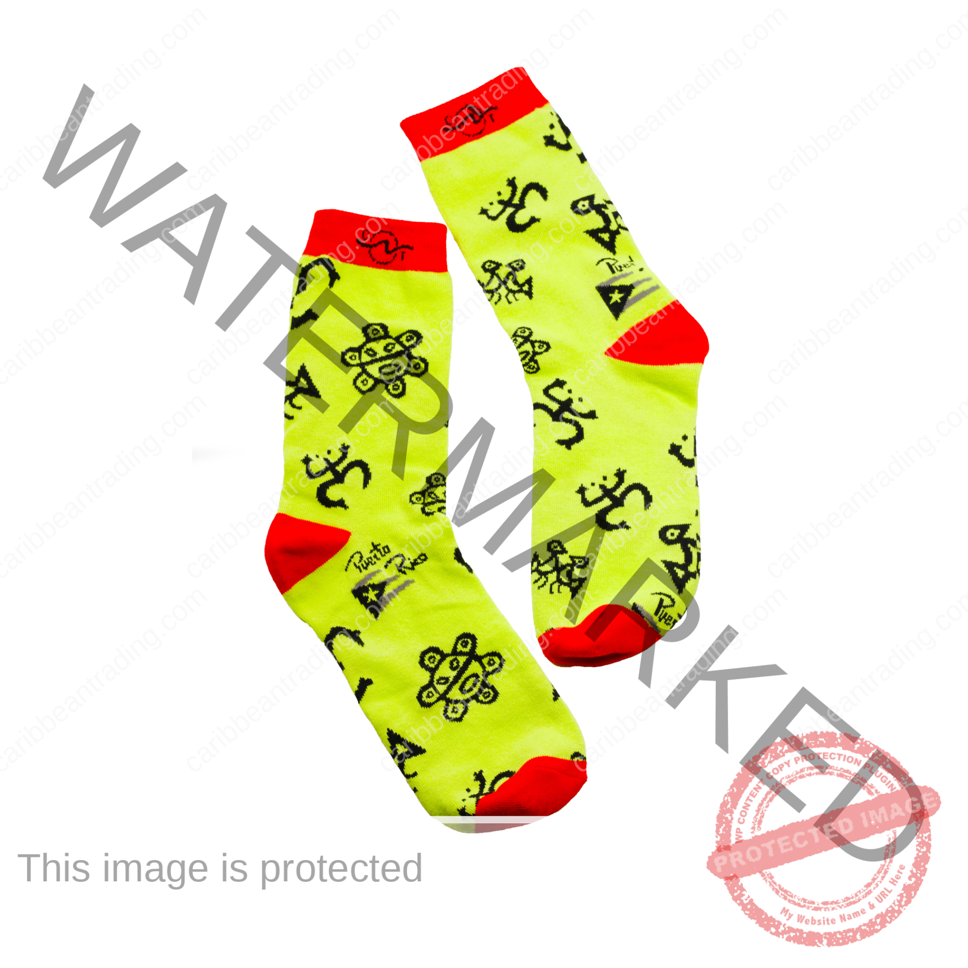 Tropical Socks Taino Symbols (Yellow) - Image 2