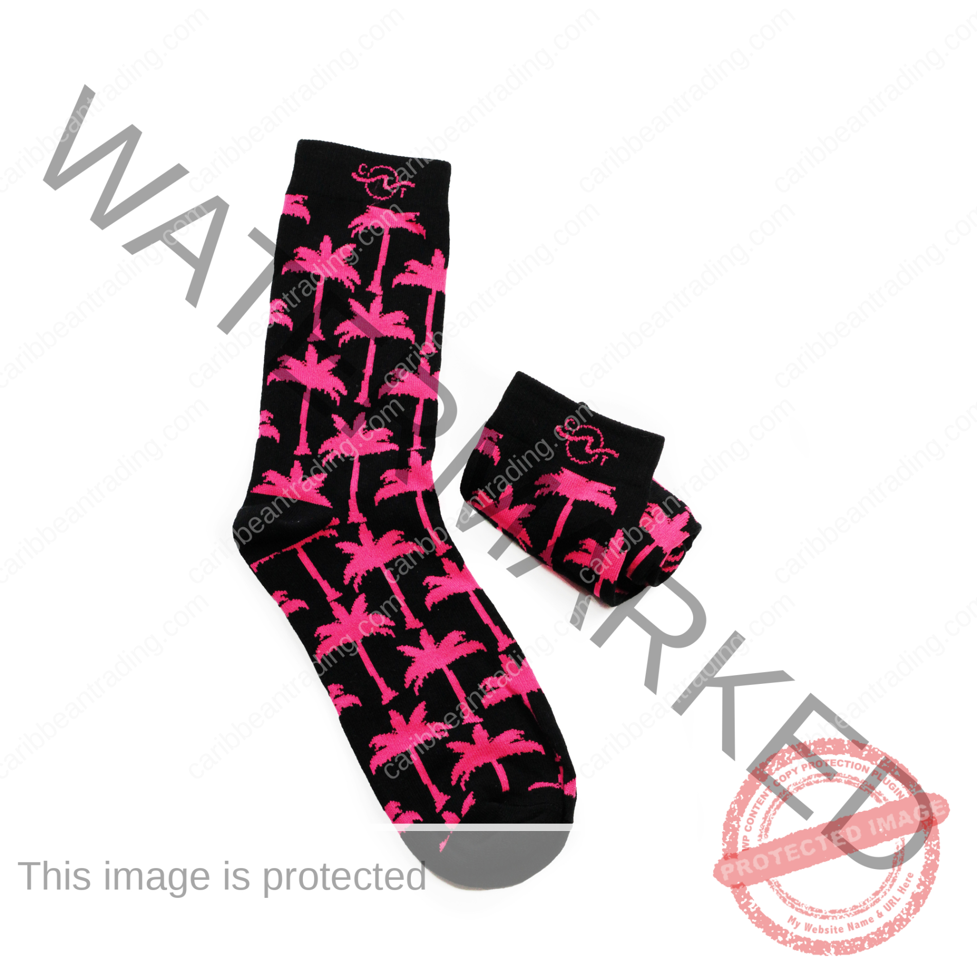 Tropical Socks Pink Palms - Image 3