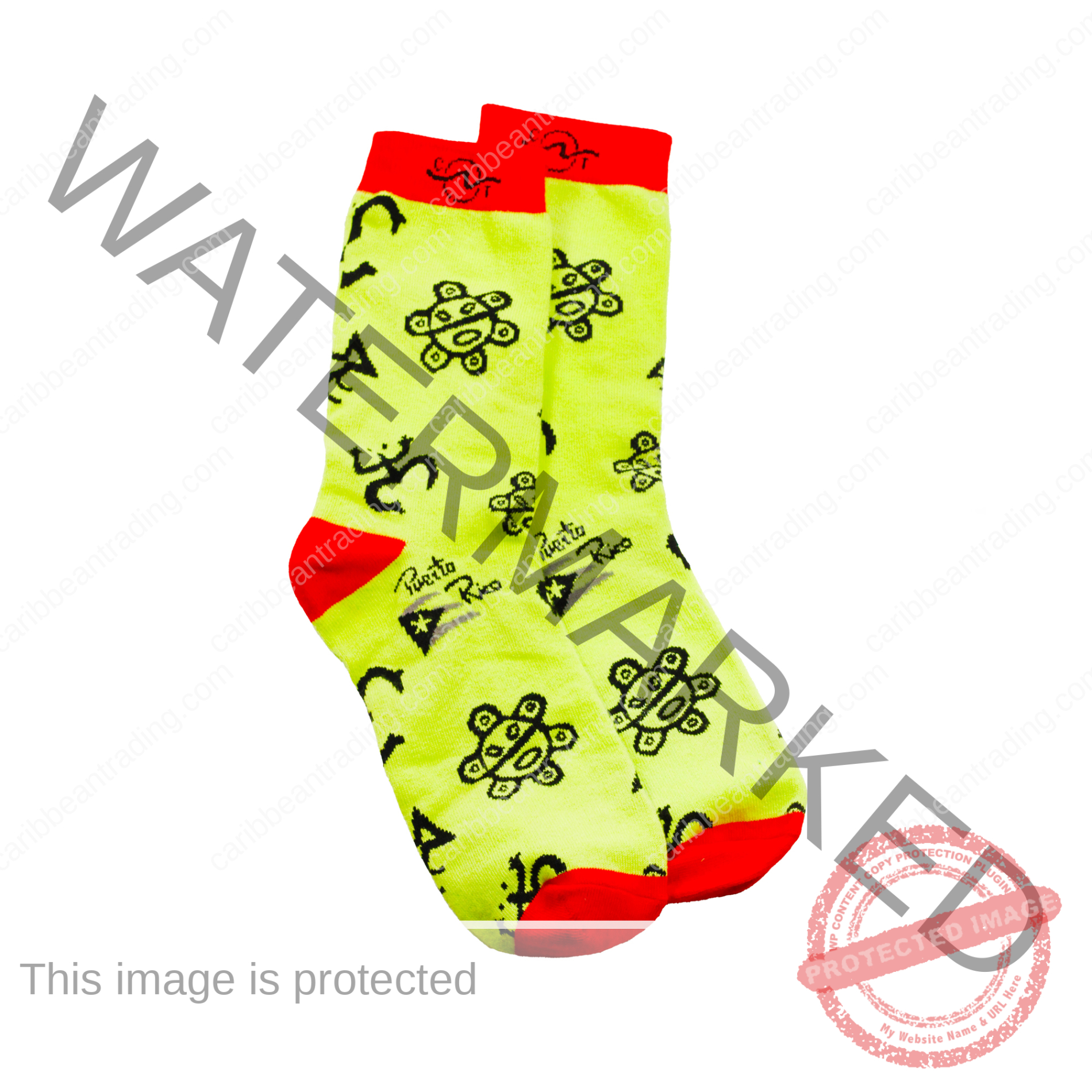 Tropical Socks Taino Symbols (Yellow)