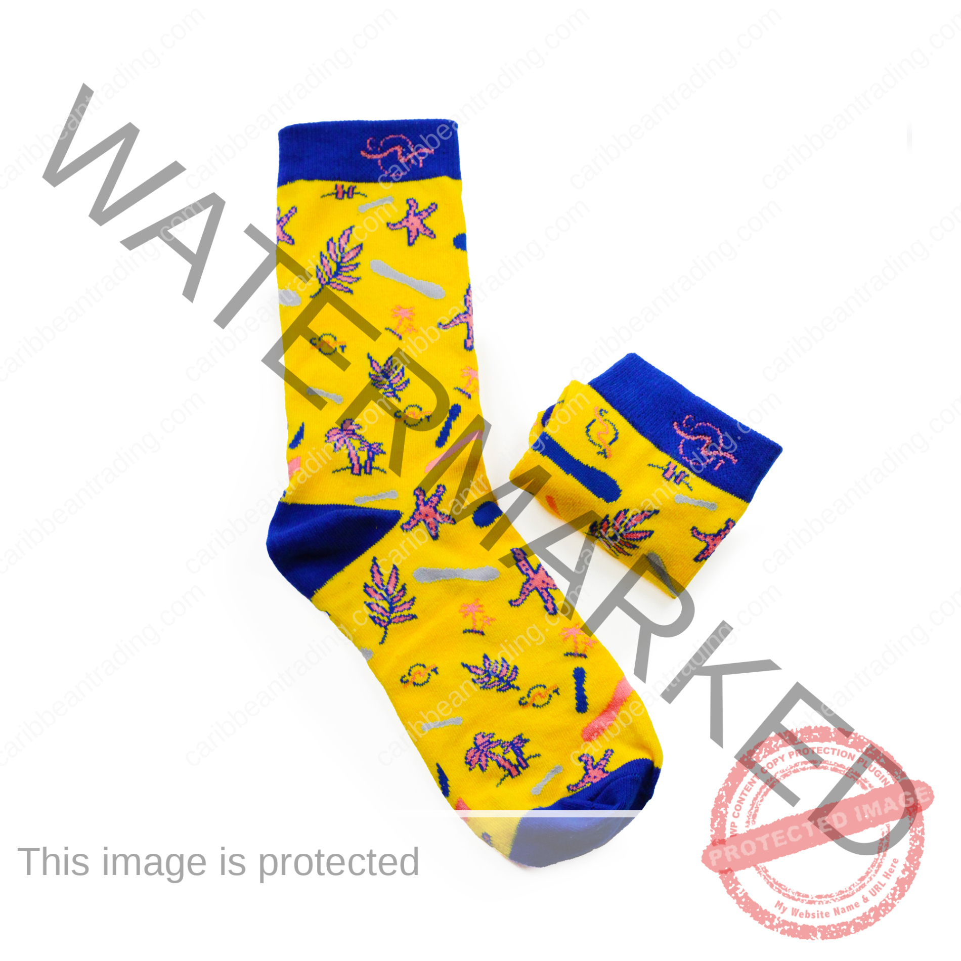 Tropical Socks Yellow Blue Icons - Image 3