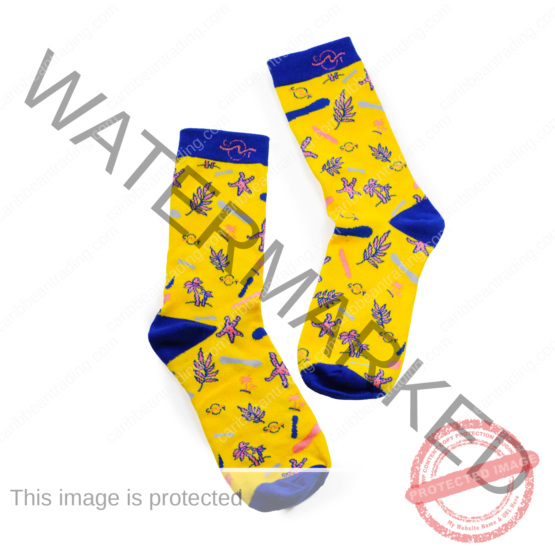 Tropical Socks Yellow Blue Icons - Image 2