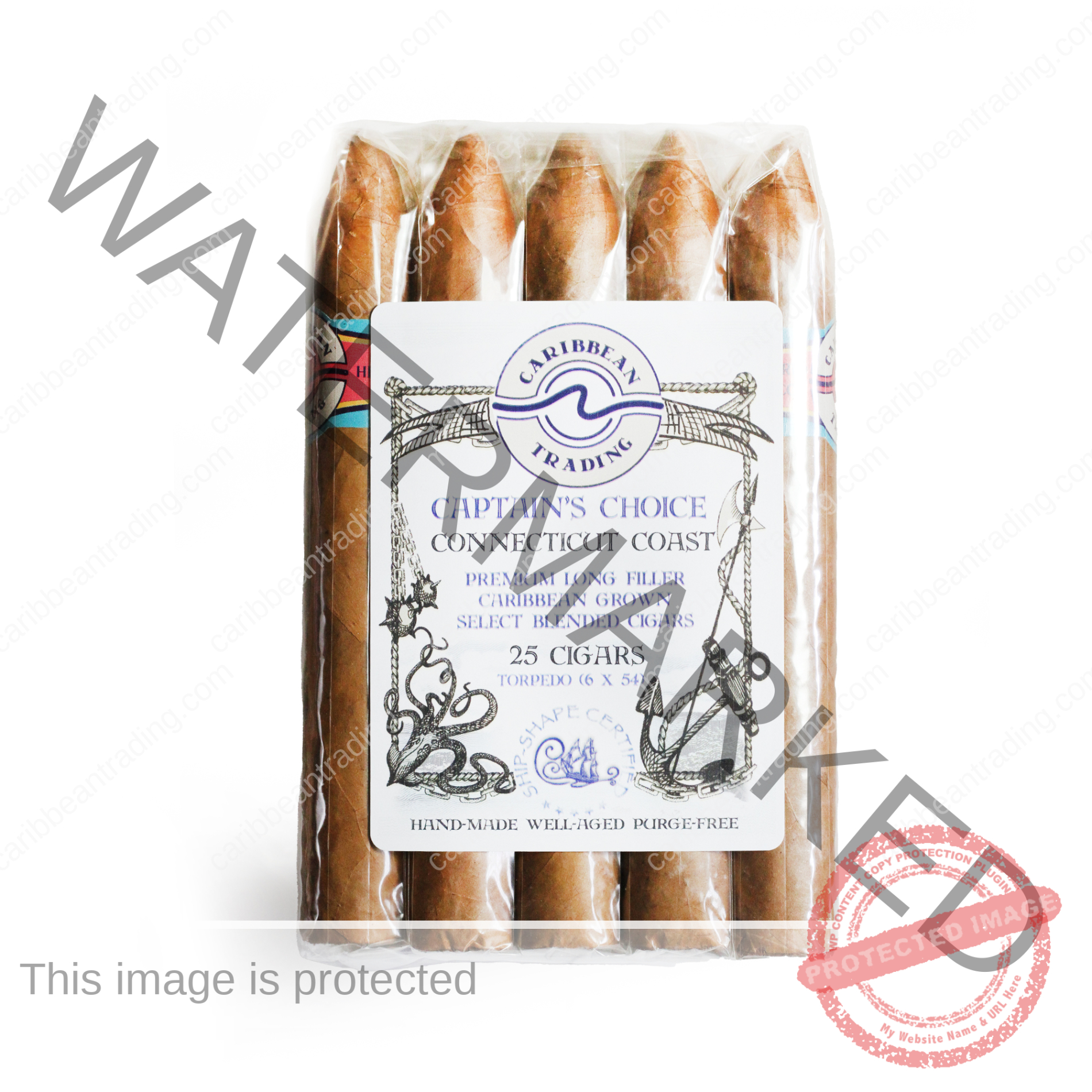 Captain's Choice Connecticut Shade Torpedo Cigar (6 x 54) 25 Pack