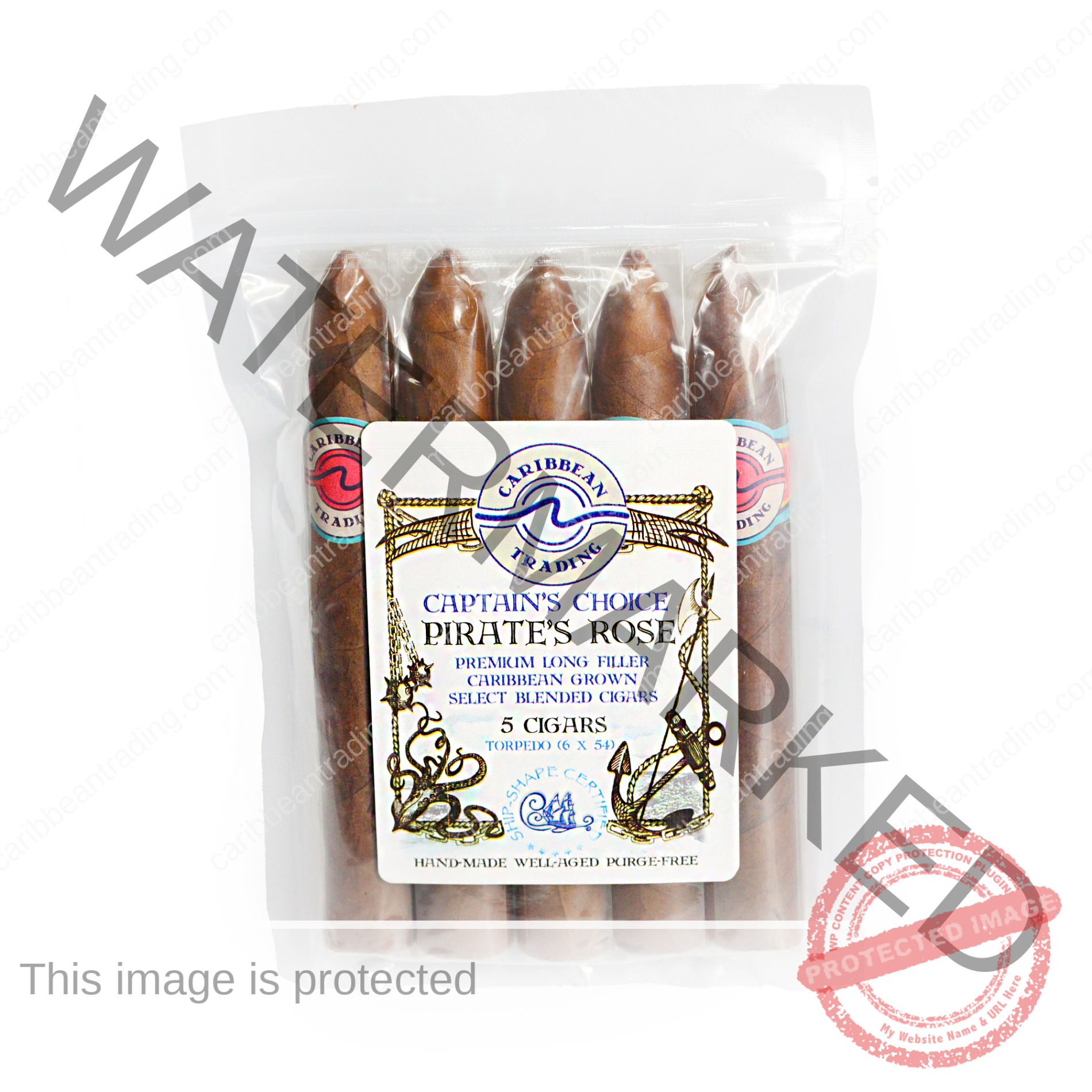 Captain's Choice Pirate's Rose Habano Rosado Torpedo Cigar (6x54) - 5 Pack