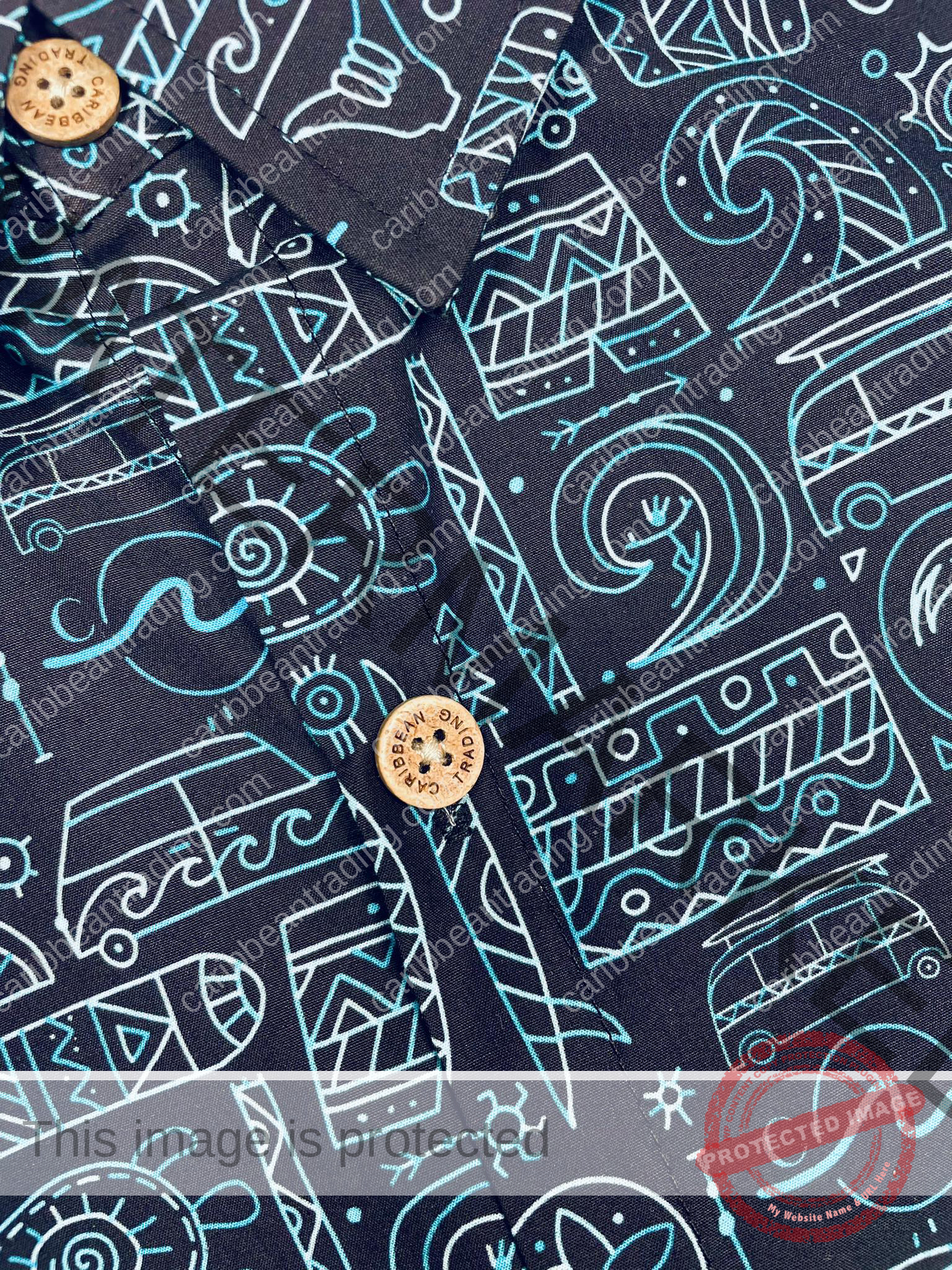 Surf Board-Caribbean-Button Down Shirt - Image 2