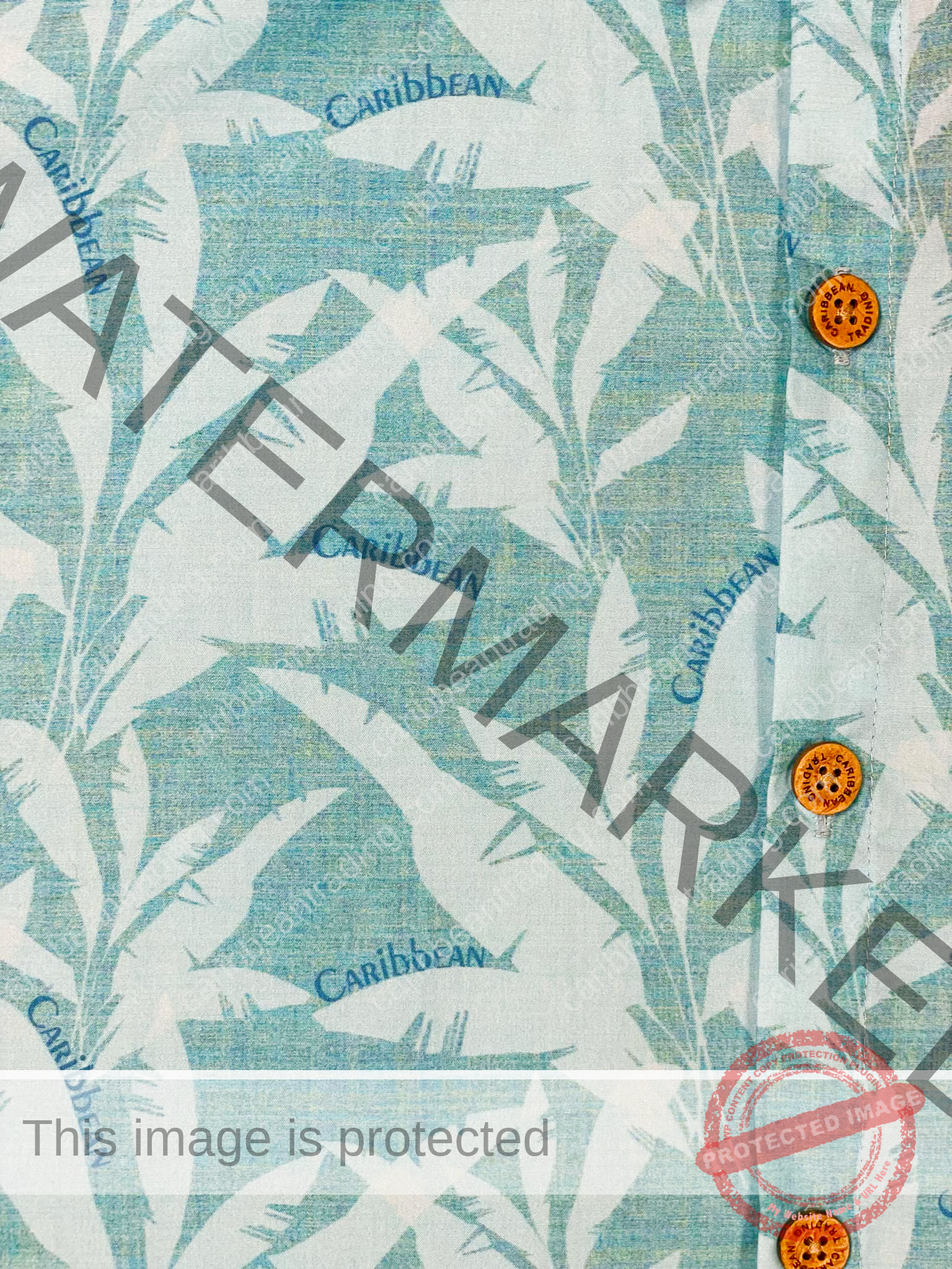 Blue Palms -Caribbean-Button Down Shirt - Image 2