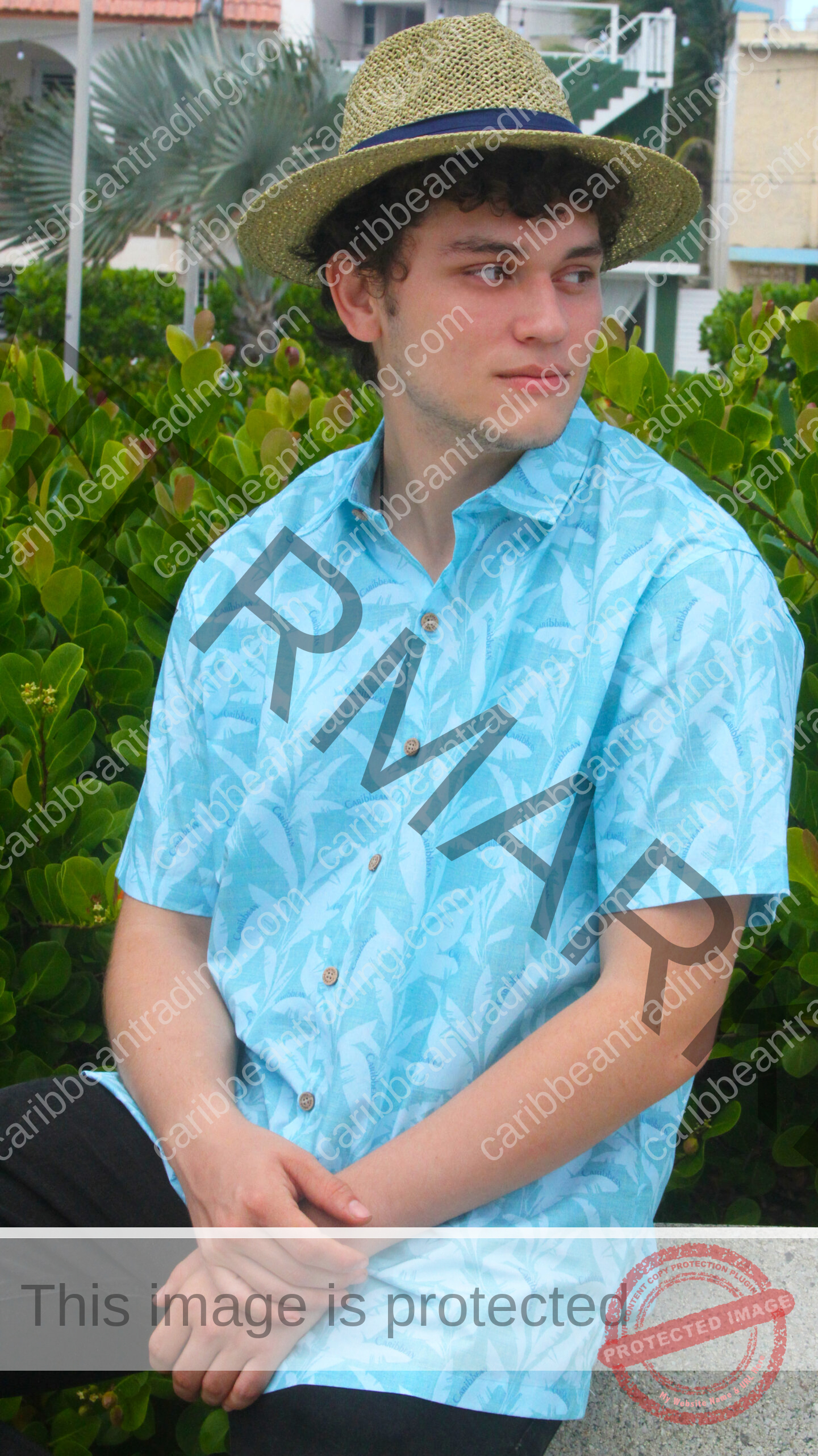 Blue Palms -Caribbean-Button Down Shirt - Image 4