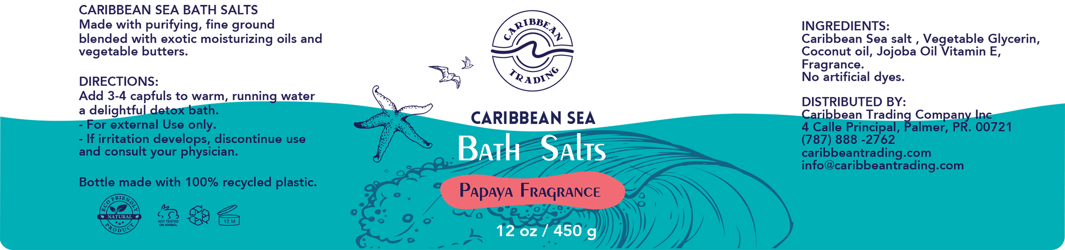 Caribbean Sea Bath Salts w/Papaya 12 oz. - Image 6