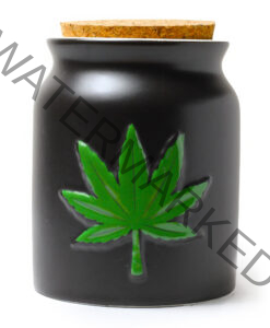 Green Leaf Stash Jar - Embossed Leaf