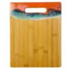 Large Bamboo Cutting Board with Resin Ocean Wave Art