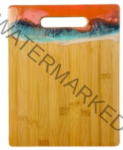 Large Bamboo Cutting Board with Resin Ocean Wave Art