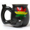 Embossed leaf mug - Matt black with Rasta colors