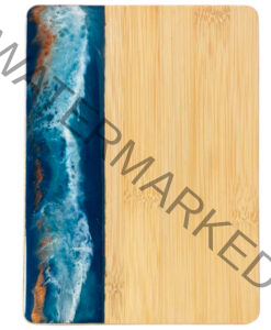 Small Bamboo Cutting Board with Resin Ocean Wave Art