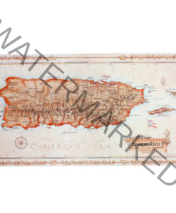 Antiqued Puerto Rico Map - Small