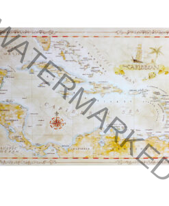 Antiqued Caribbean Islands Map - Small