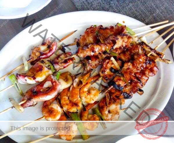 marinated shrimp on the grill