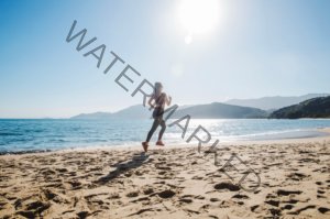 running in the beach